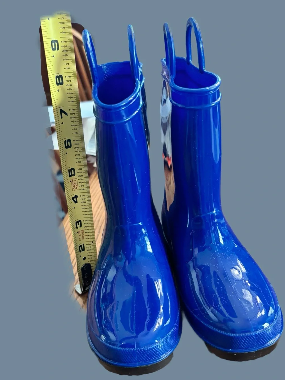 Kids Waterproof Bright Blue Rain Boots with Easy Pull Tabs